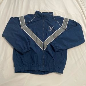 US Air Force Vintage Blue Windbreaker Zip-up, Medium-Short